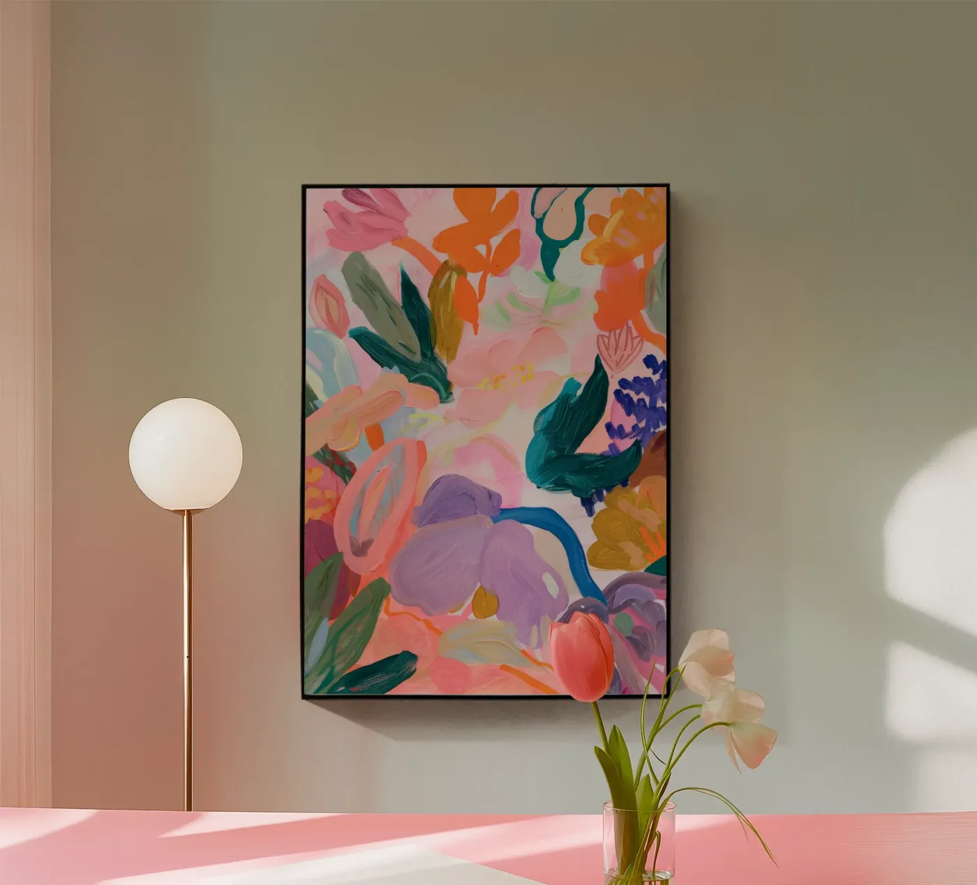 Blume abstrakte bunte Kunstdrucke, abstrakte florale Kunstwerke Acryl-Glas von Boheme