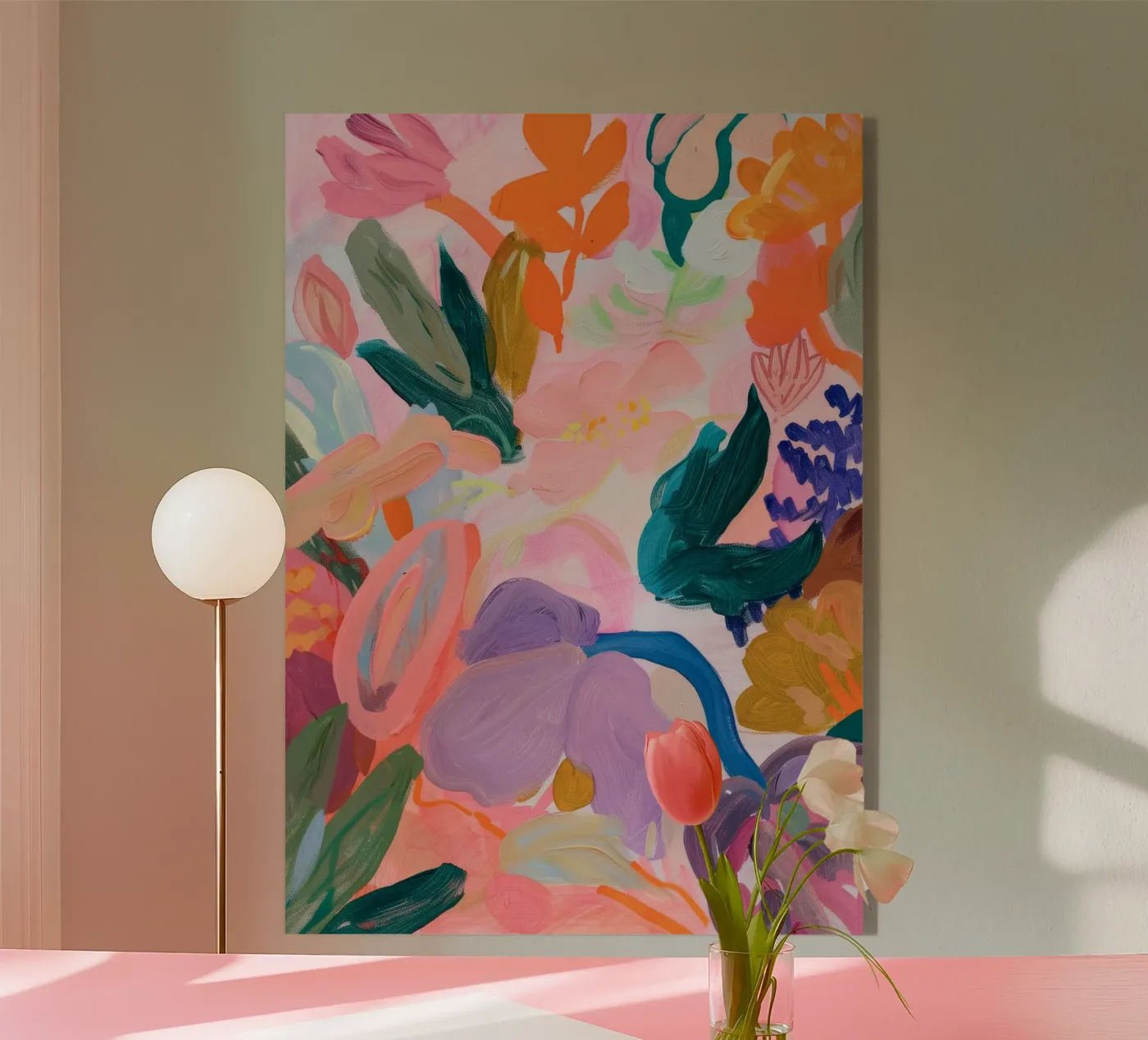 Blume abstrakte bunte Kunstdrucke, abstrakte florale Kunstwerke Acryl-Glas von Boheme