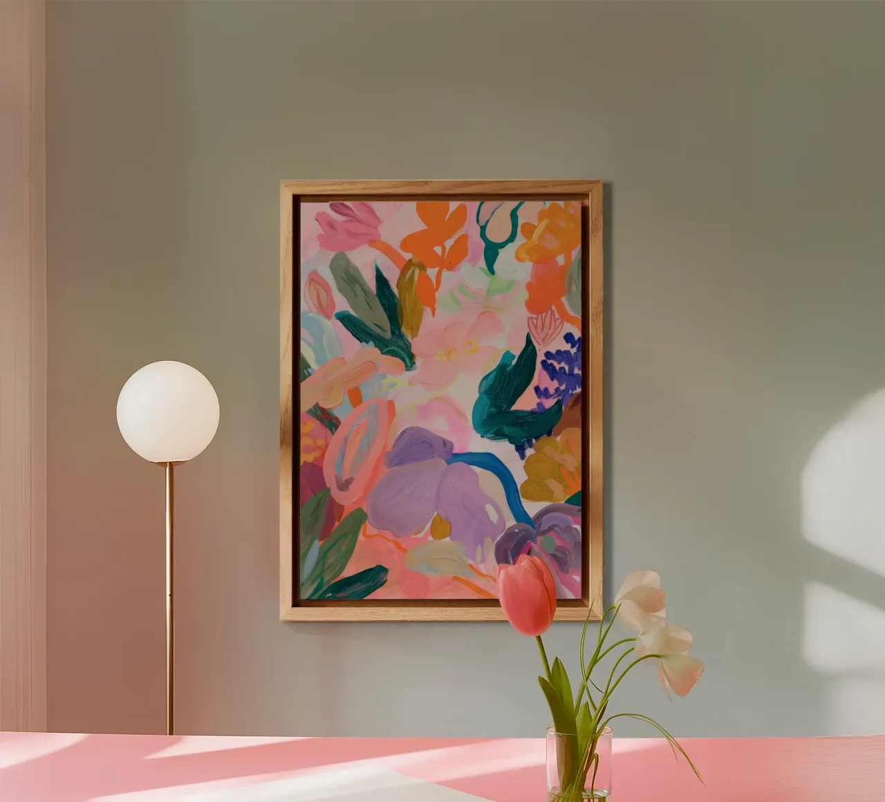 Impression d'art abstrait coloré de fleurs, œuvres d'art abstraites florales panneau forex de Boheme