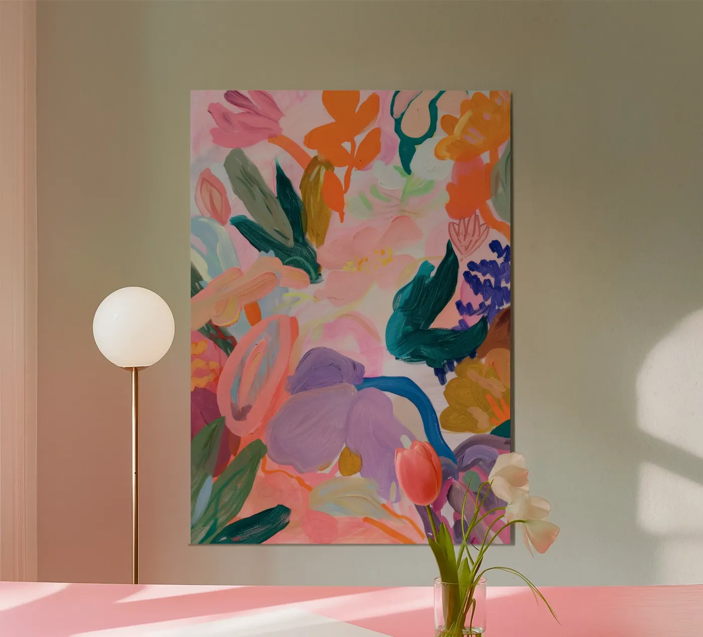 Flower abstract colorful art prints, abstract floral artwork forex plate by Boheme