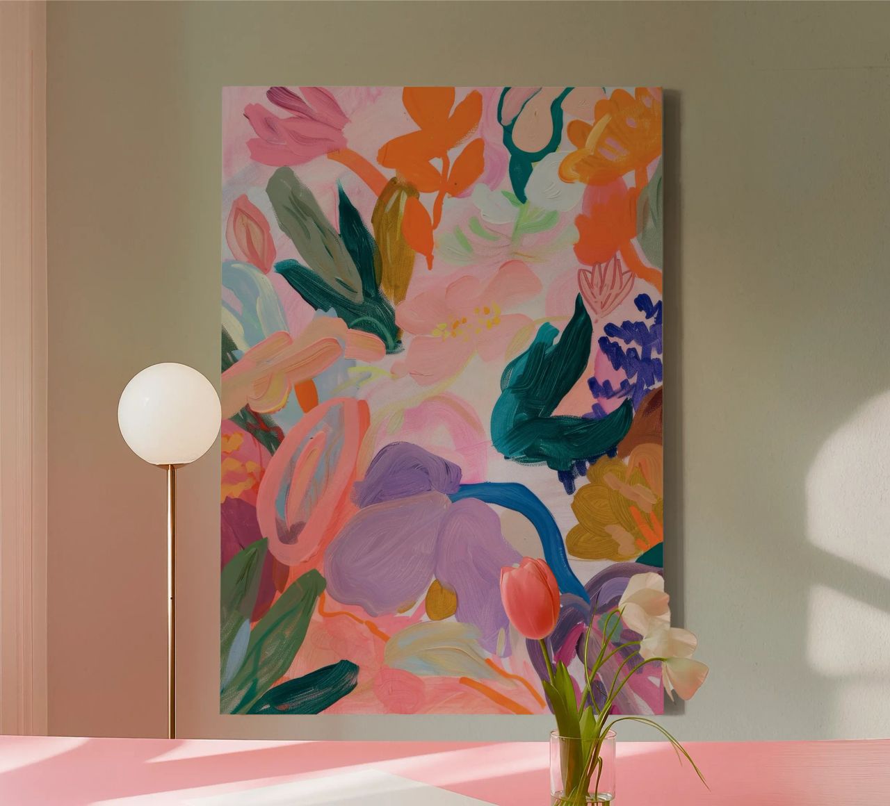 Flower abstract colorful art prints, abstract floral artwork canvas by Boheme