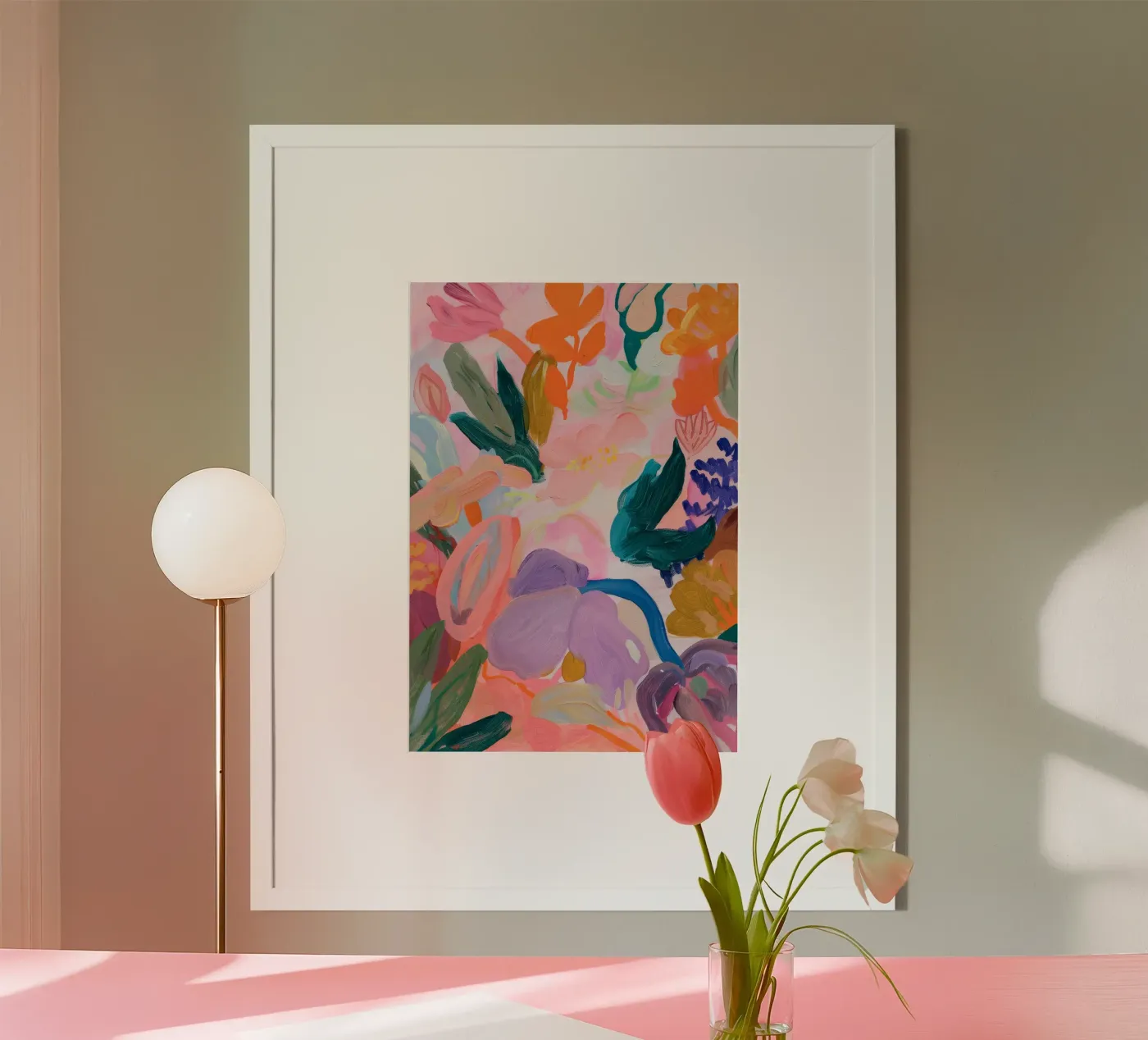 Flower abstract colorful art prints, abstract floral artwork poster con telaio in legno da Boheme