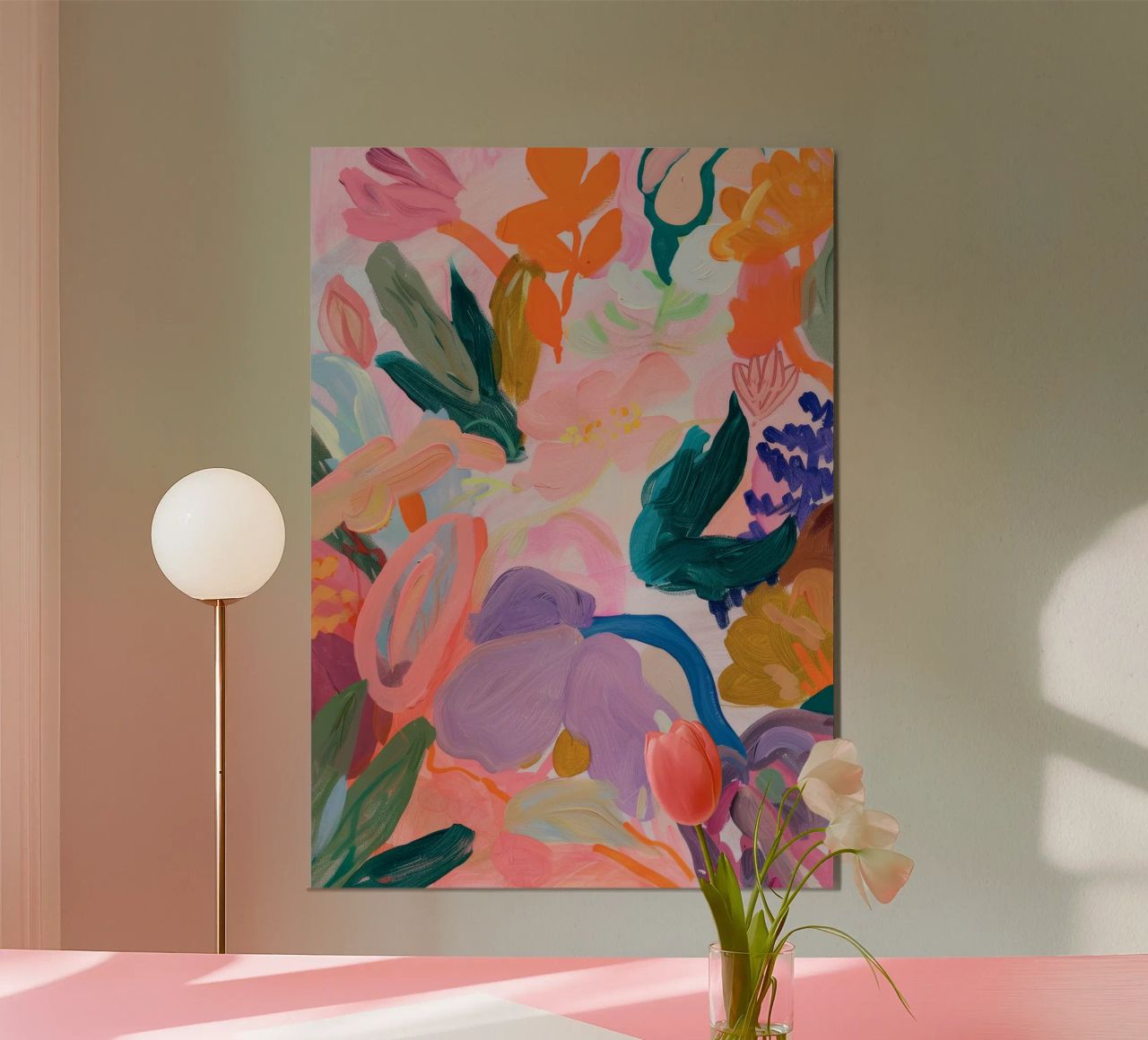 Impression d'art abstrait coloré de fleurs, œuvres d'art abstraites florales poster de Boheme