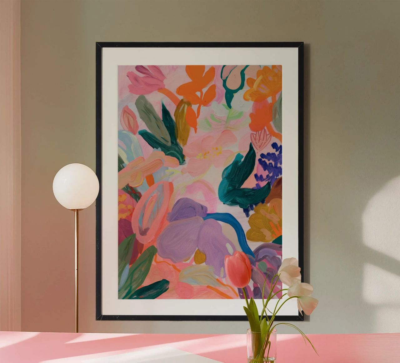Impression d'art abstrait coloré de fleurs, œuvres d'art abstraites florales poster de Boheme