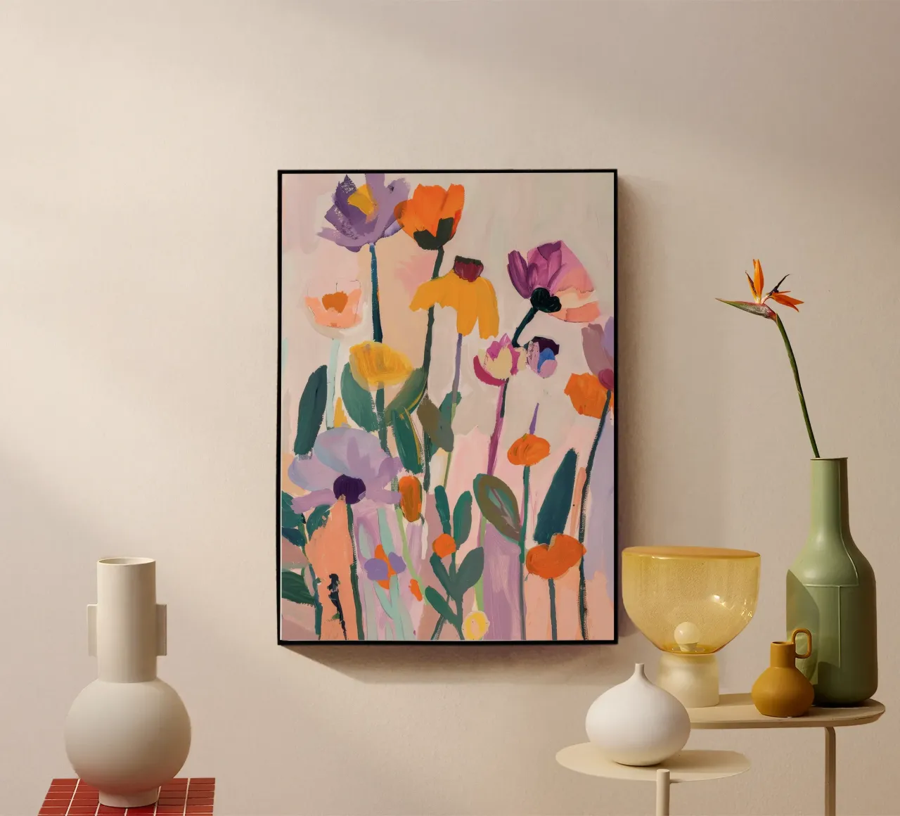 abstracte bloem, kleurrijke kunstreproducties, abstracte bloemen Poster acryl van Boheme