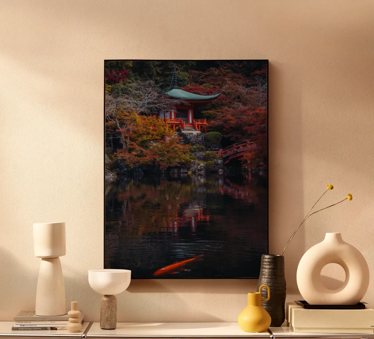 Lo stagno del tempio giapponese in autunno a Kyoto plexiglass da Marcel Bisig