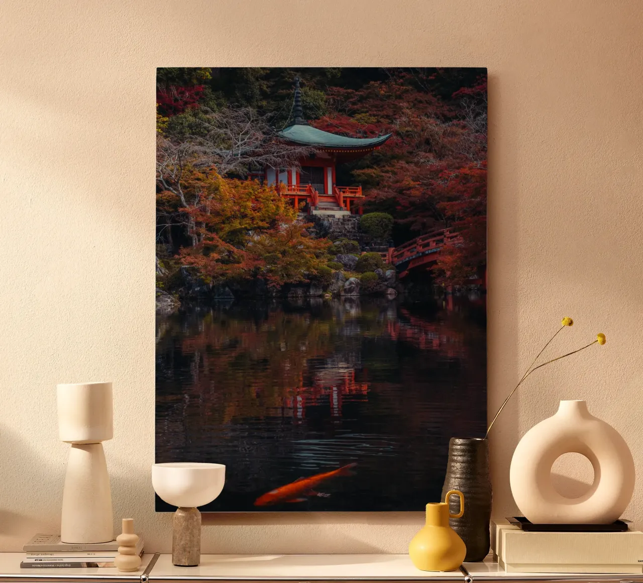 Lo stagno del tempio giapponese in autunno a Kyoto alluminio dibond da Marcel Bisig