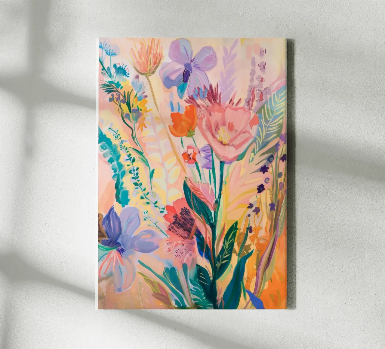Bloemen abstract, kleurrijke kunstreproducties, abstracte bloemen Poster canvas met Baklijst van Boheme