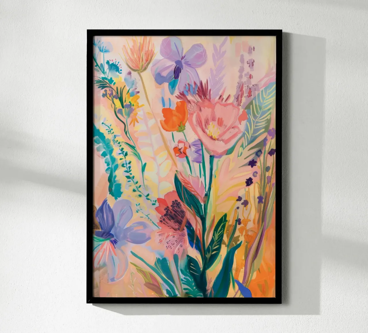 Bloemen abstract, kleurrijke kunstreproducties, abstracte bloemen Poster poster met aluminium frame van Boheme