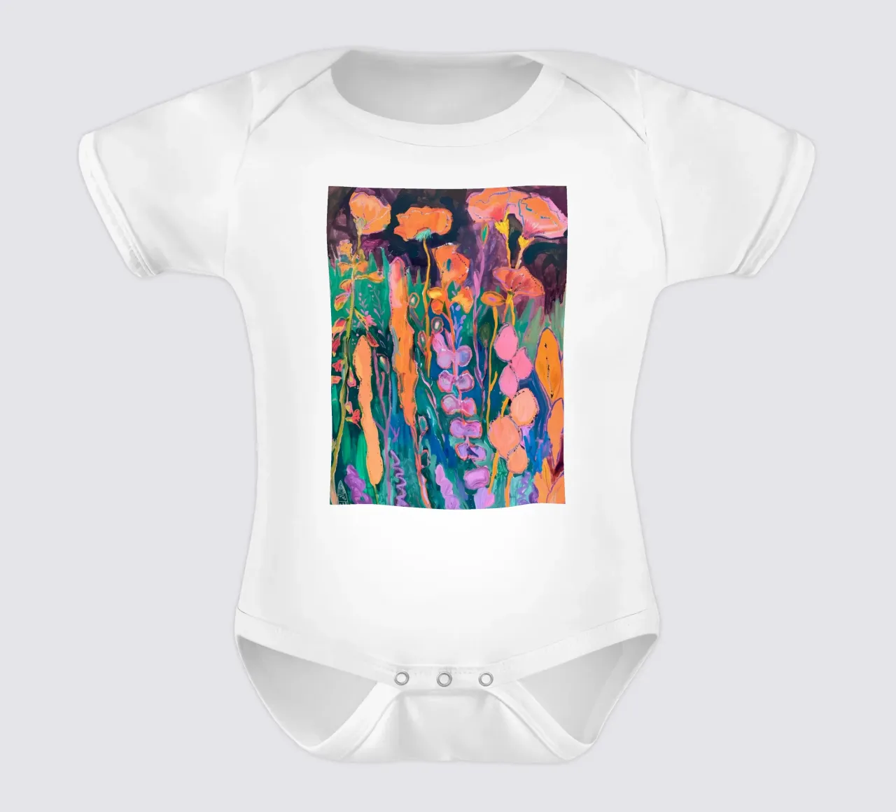 Blumengemälde, Blumenposter, Abstrakte Kunst Kurzarm Babybody von Boheme