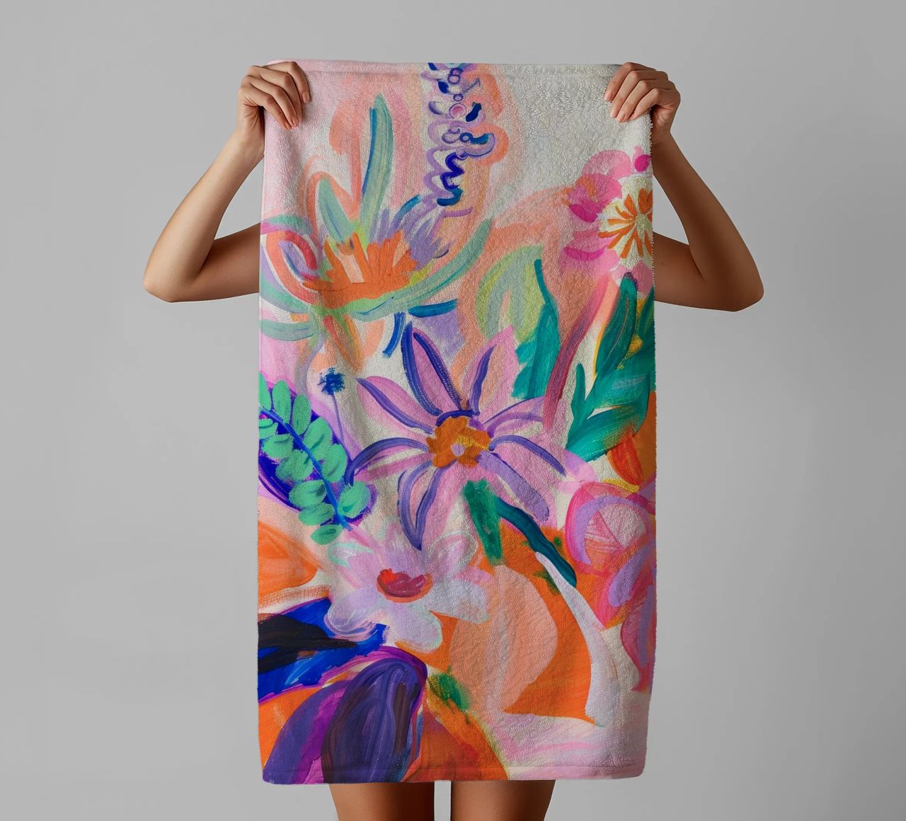 Blume abstrakte bunte Kunstdrucke, abstrakte florale Kunstwerke Handtuch von Boheme
