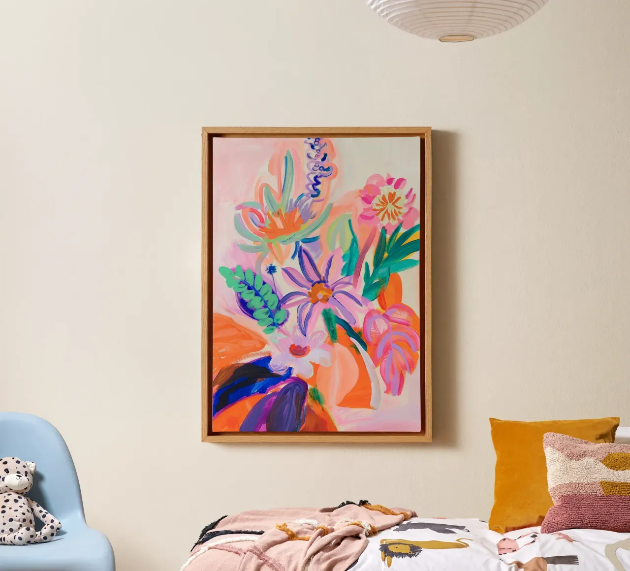 Bloemen abstracte kleurrijke kunstreproducties, abstract bloemenkunstwerk canvas met Baklijst van Boheme