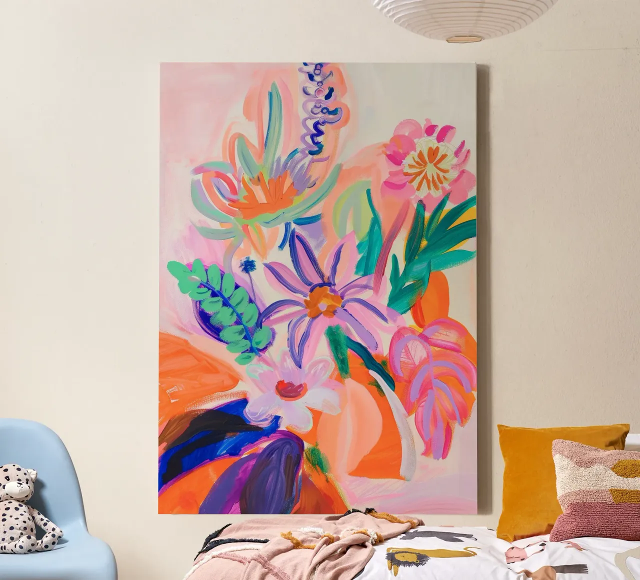 Bloemen abstracte kleurrijke kunstreproducties, abstract bloemenkunstwerk canvas met Baklijst van Boheme