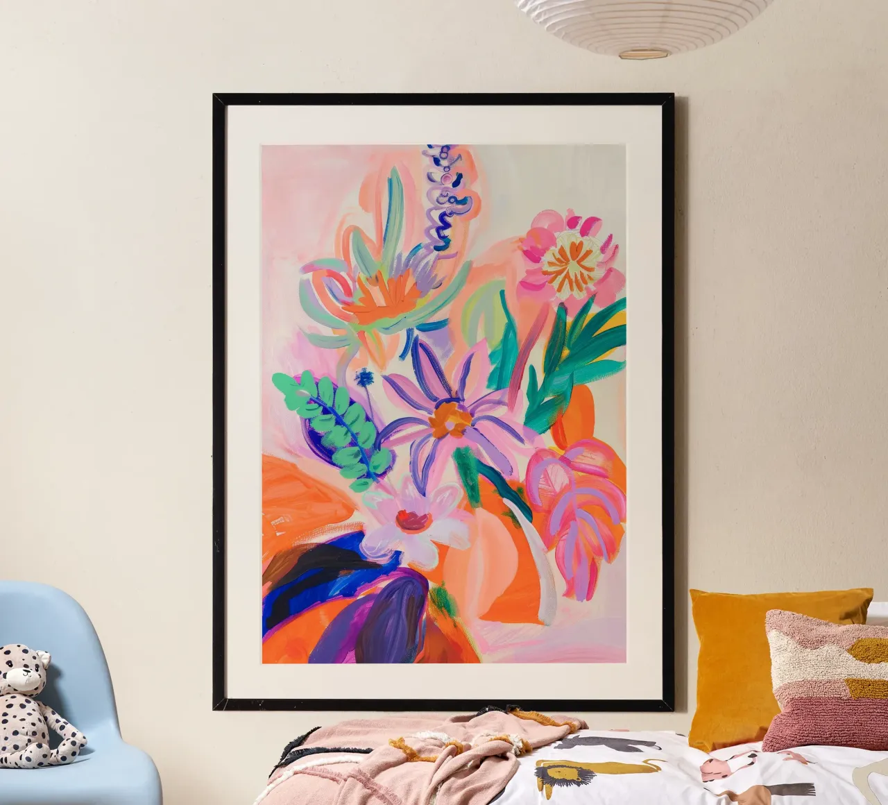 Blume abstrakte bunte Kunstdrucke, abstrakte florale Kunstwerke Poster von Boheme