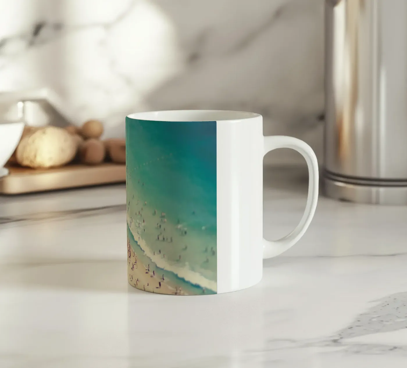 Beach Summer ceramic mug by Ingrid Beddoes