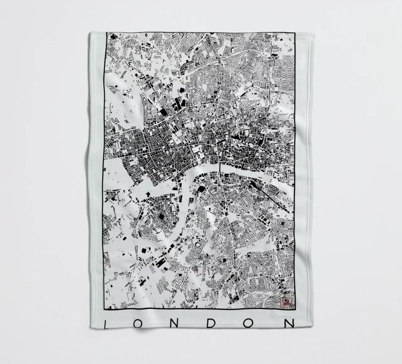 London Map Schwarzplan fleecedeken van Hubert Roguski
