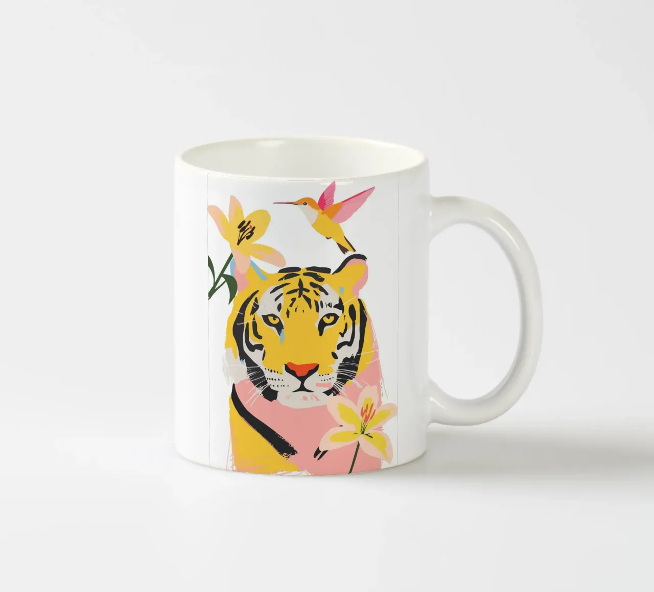 tiger surrounded by flowers tazza in ceramica da ramosashop