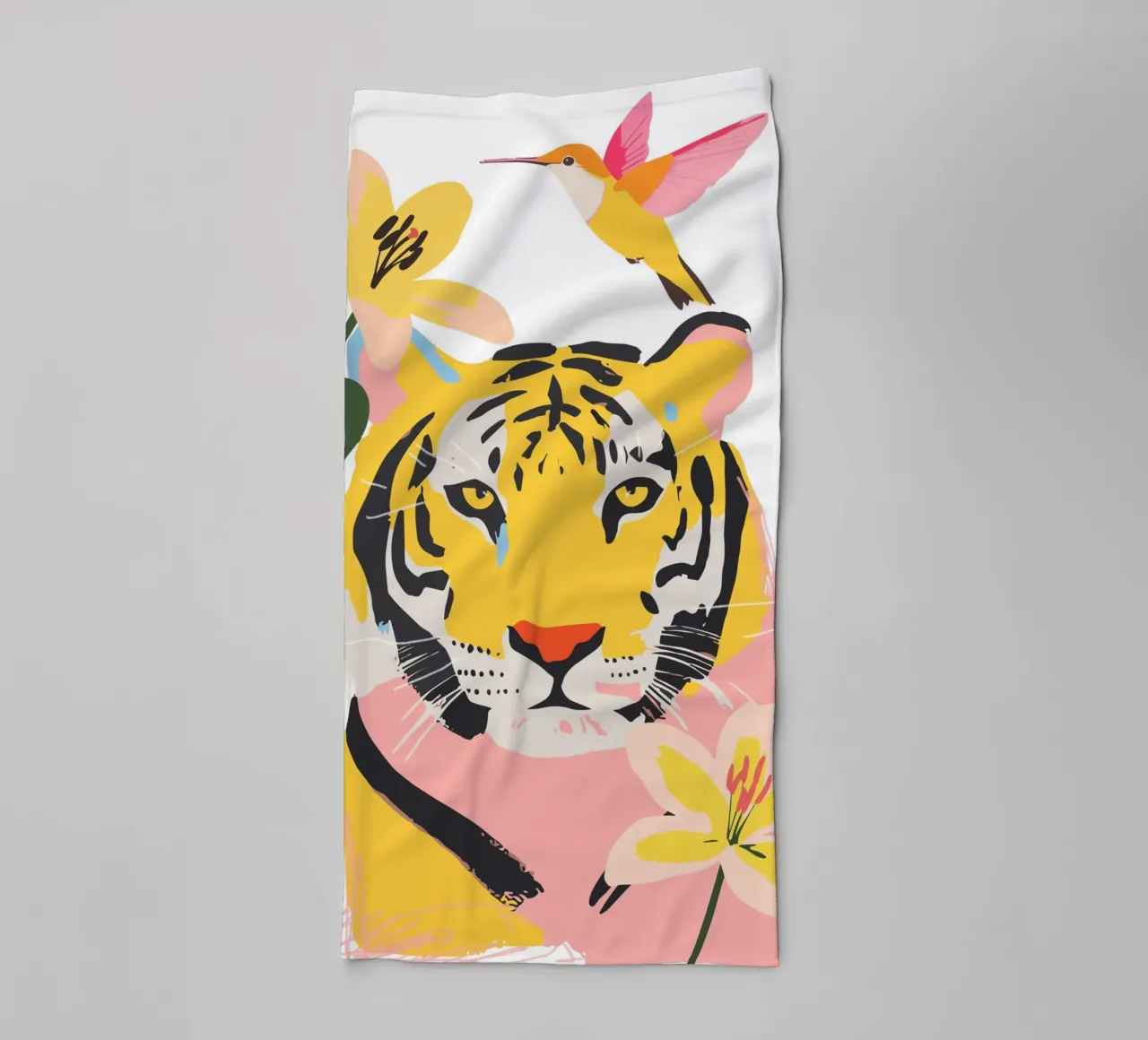 tiger surrounded by flowers towel by ramosashop