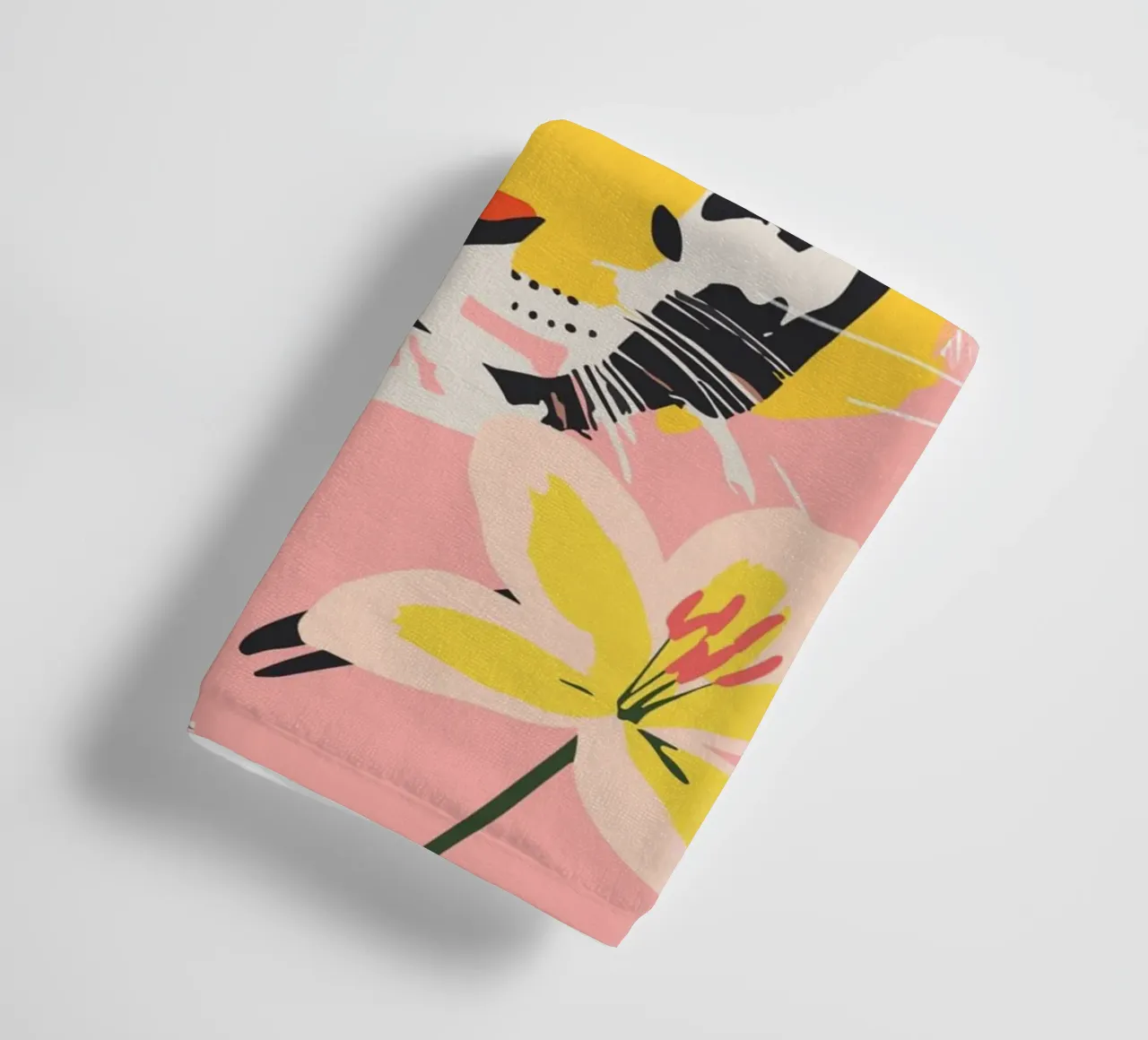 tiger surrounded by flowers towel by ramosashop