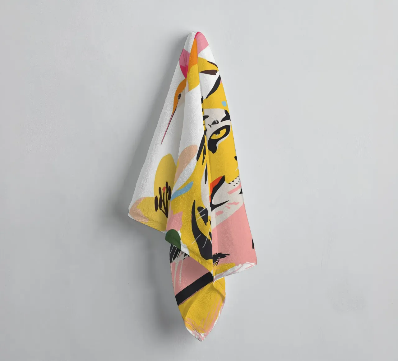 tiger surrounded by flowers towel by ramosashop