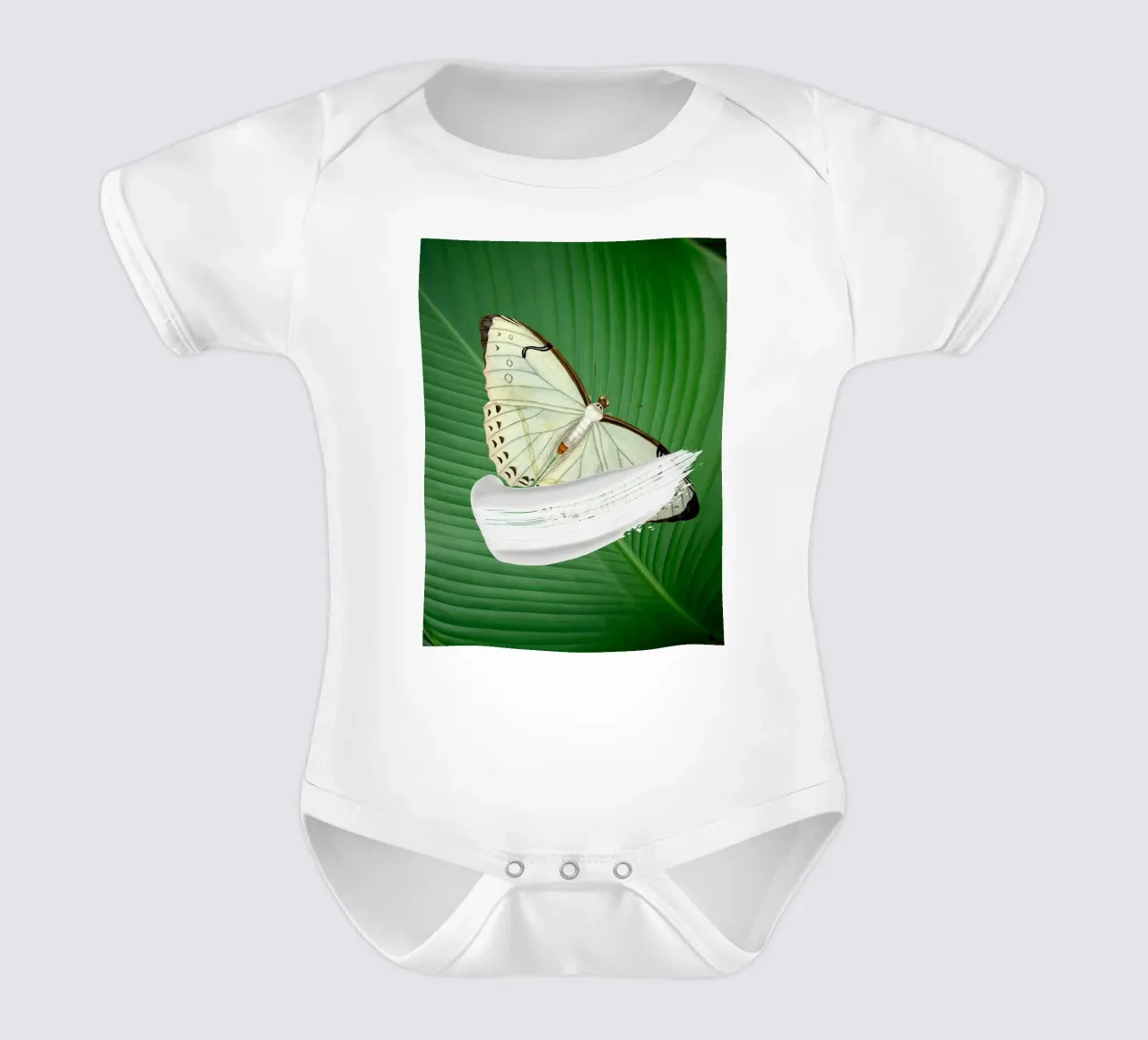 Butterfly on the leaf body neonato maniche corte da LisaArtes