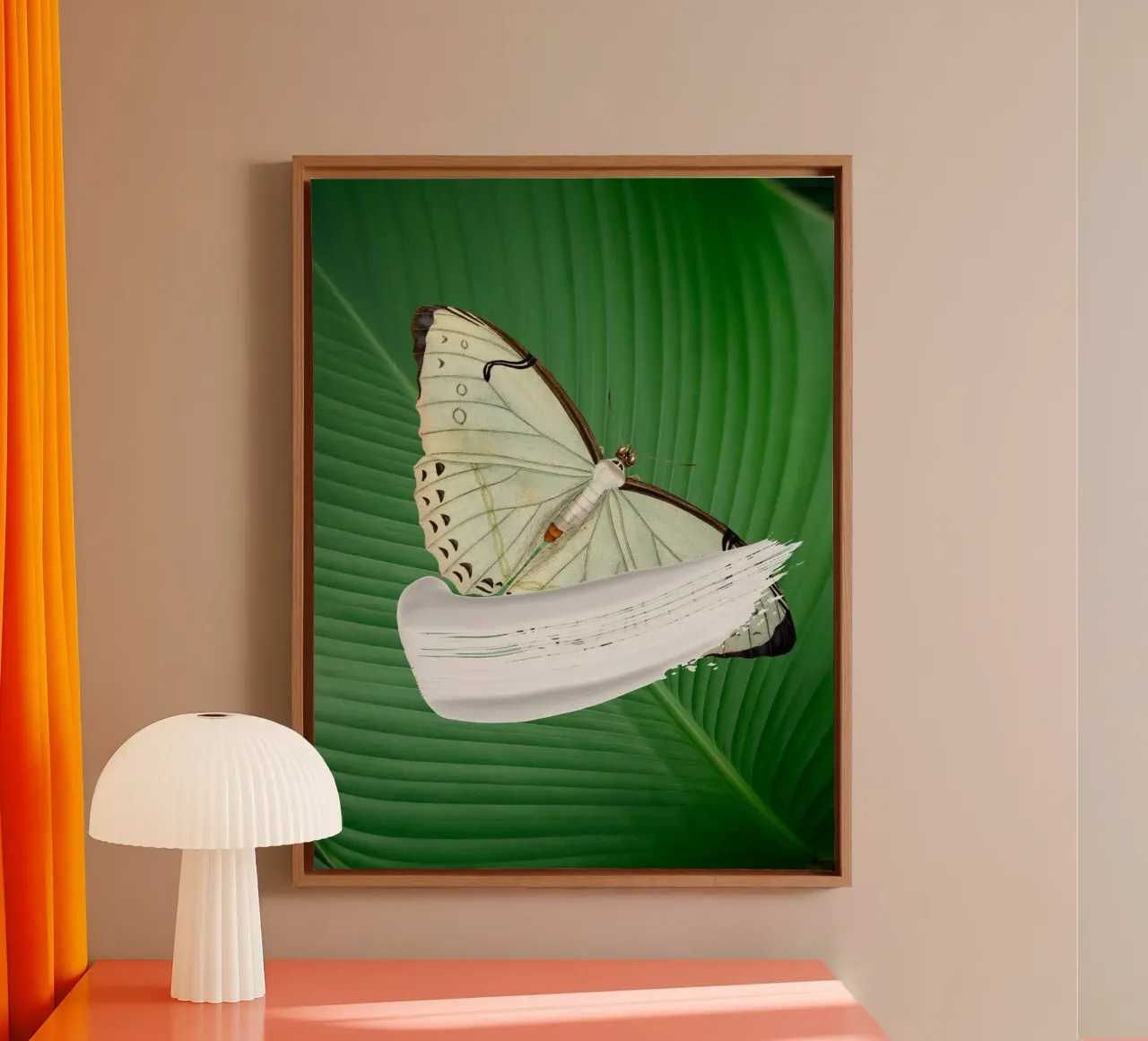 Butterfly on the leaf canvas by LisaArtes