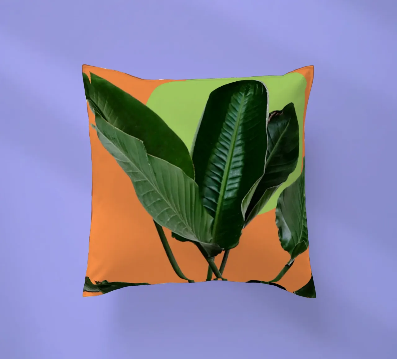 Large lush green leaves decorative cushion by LisaArtes