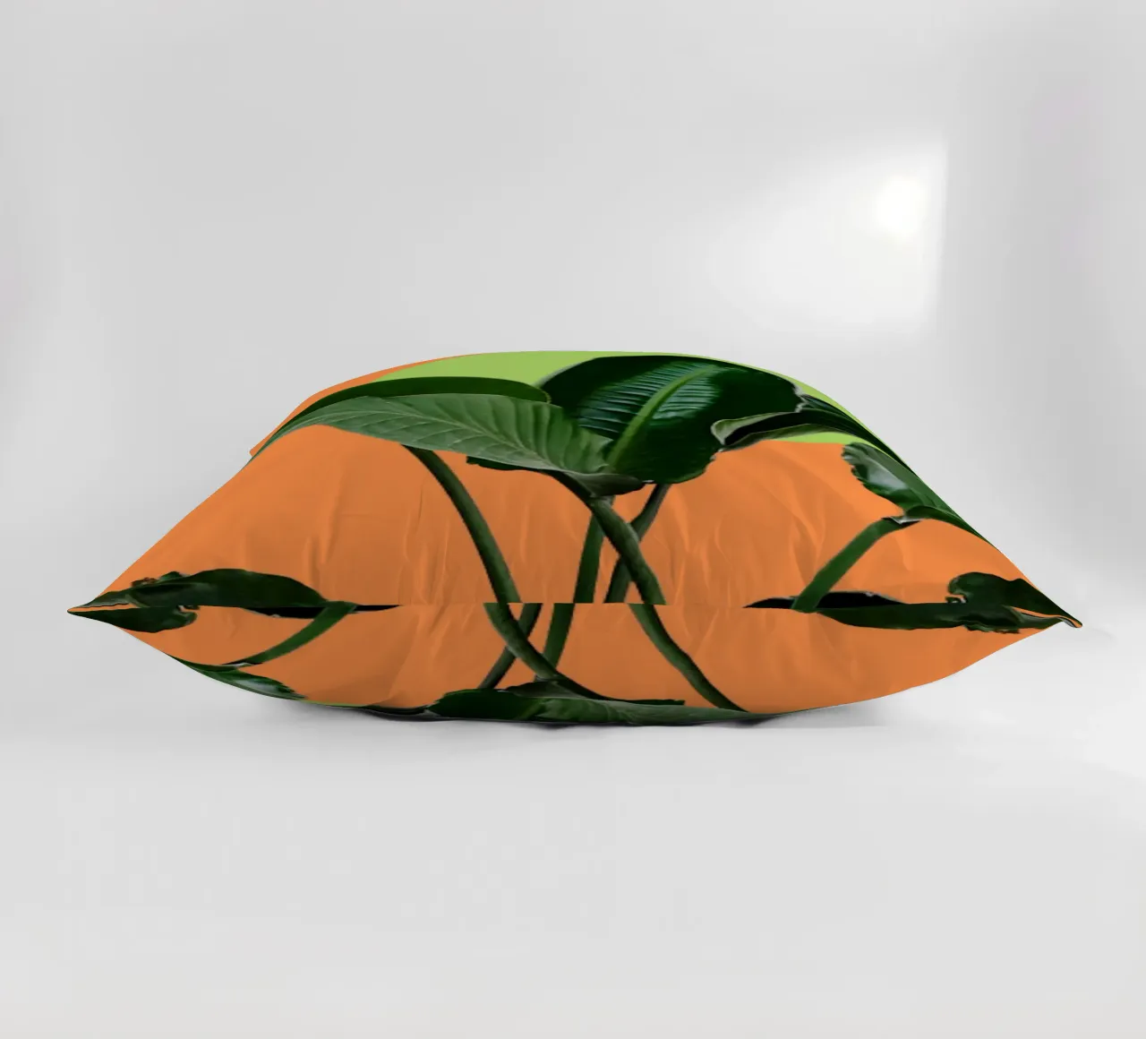 Large lush green leaves decorative cushion by LisaArtes