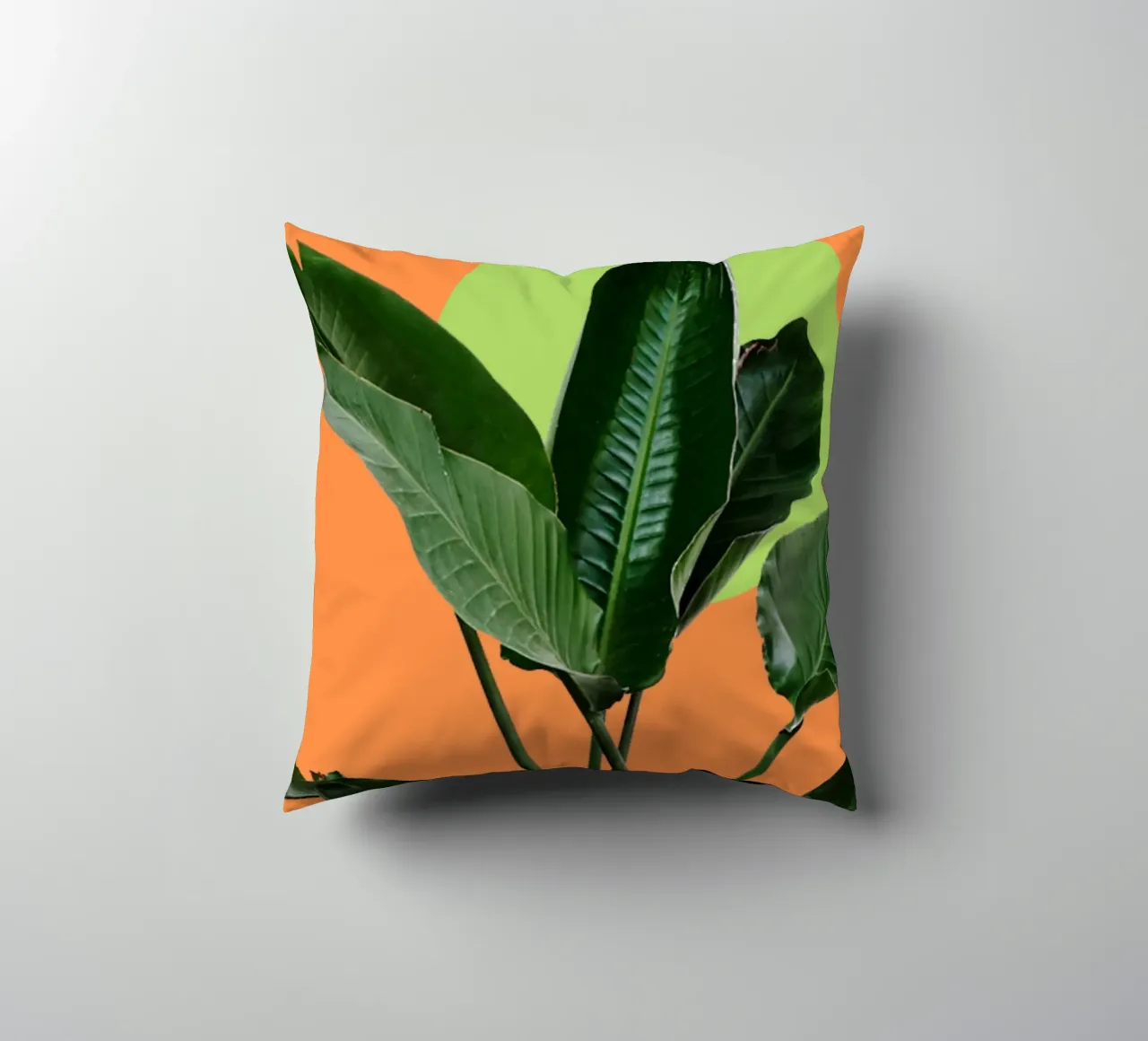 Large lush green leaves decorative cushion by LisaArtes