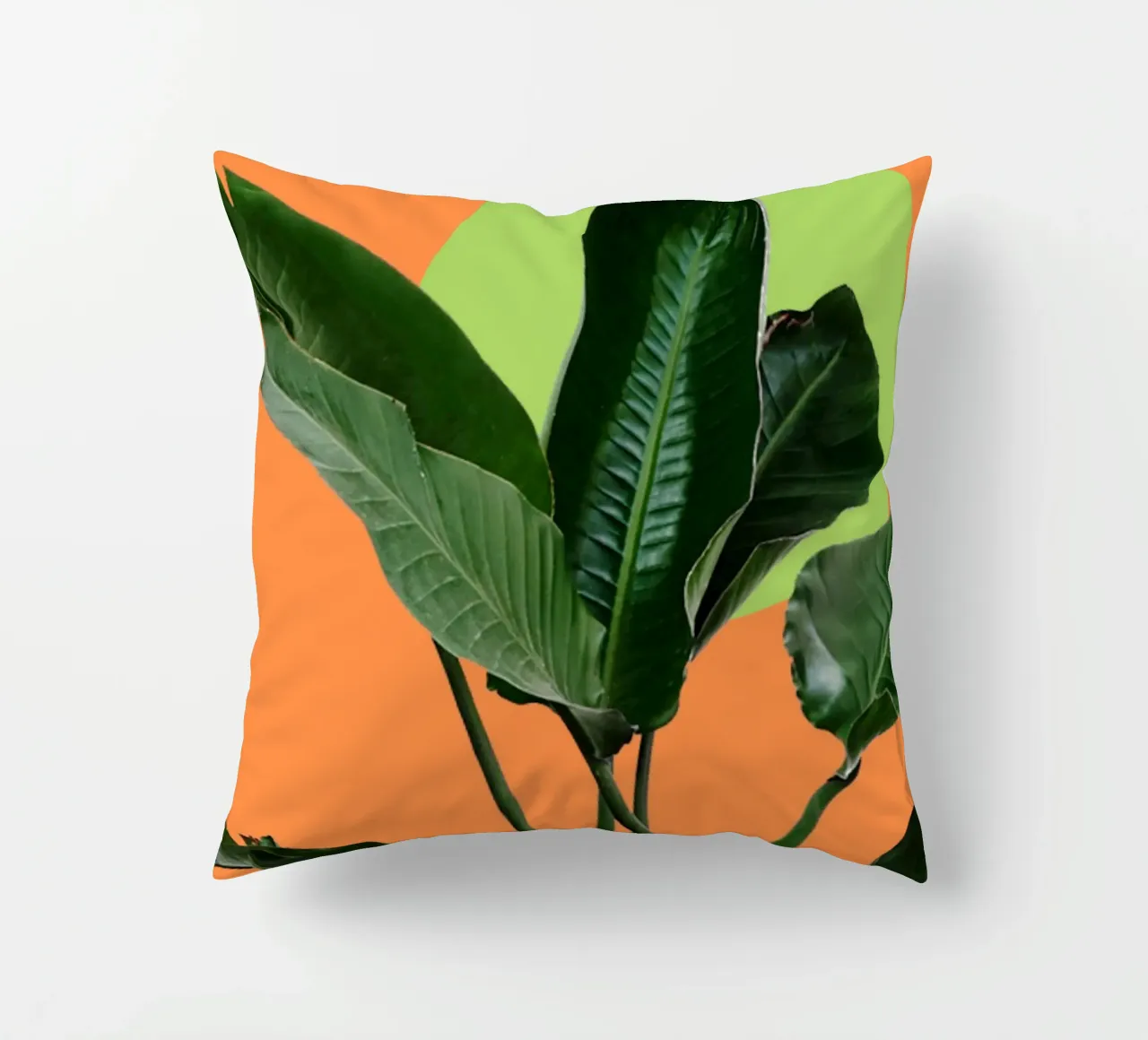 Large lush green leaves decorative cushion by LisaArtes