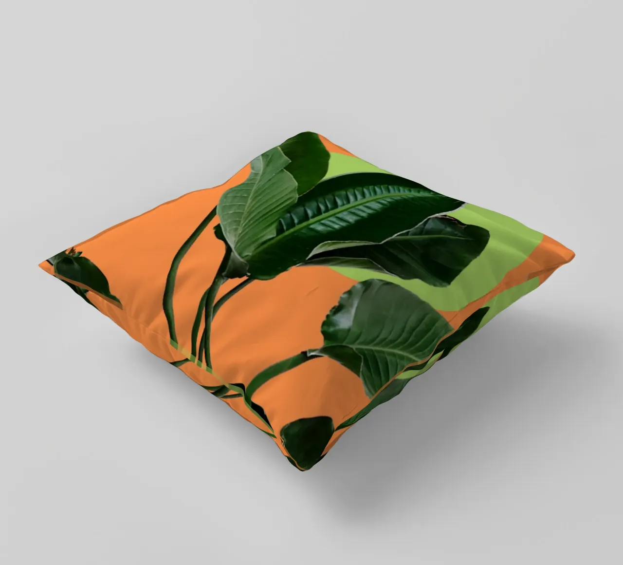 Large lush green leaves decorative cushion by LisaArtes