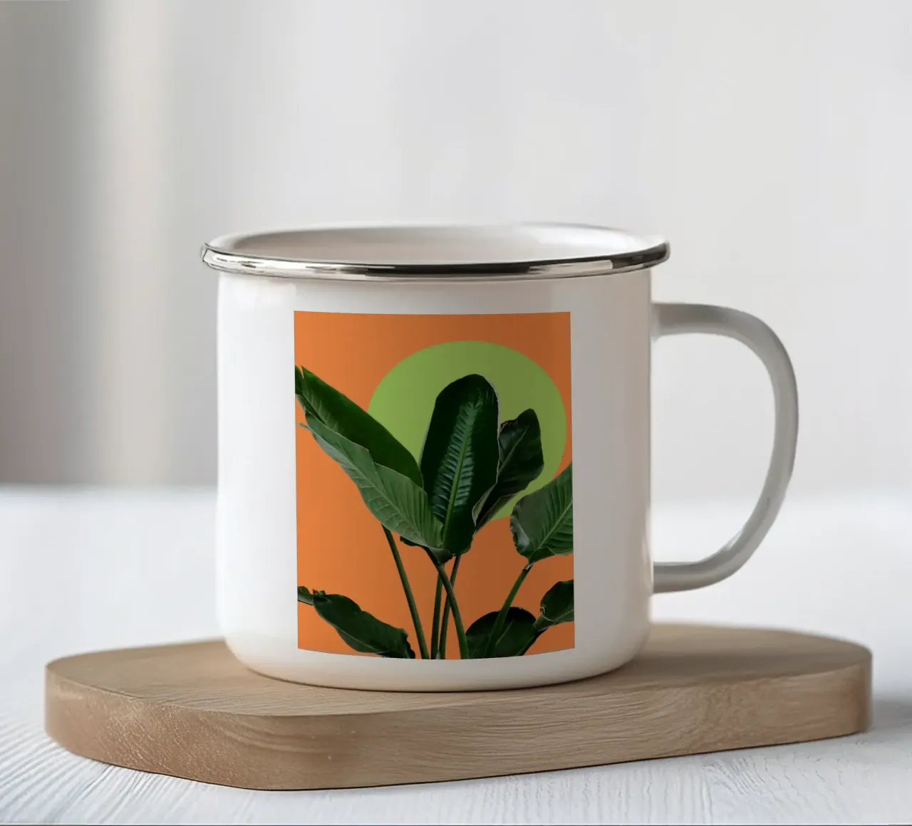 Large lush green leaves tazza in smalto da LisaArtes
