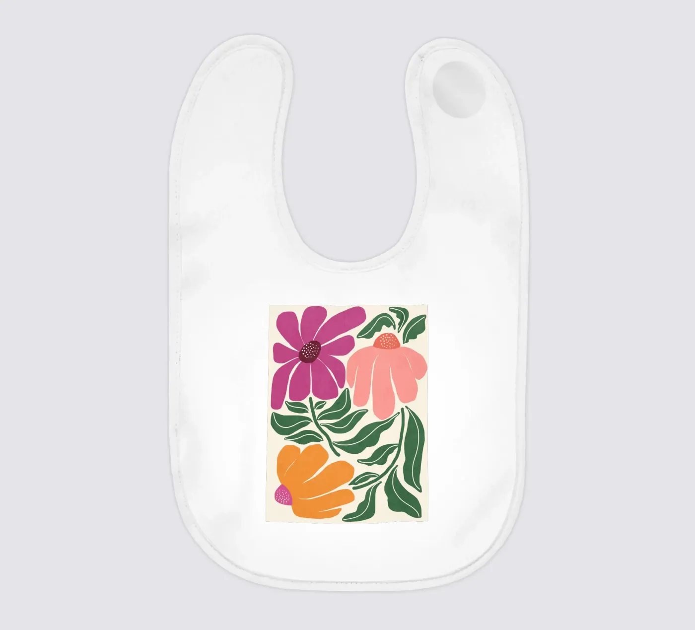 Whimsy Bloom - bright baby bib by Gale Switzer