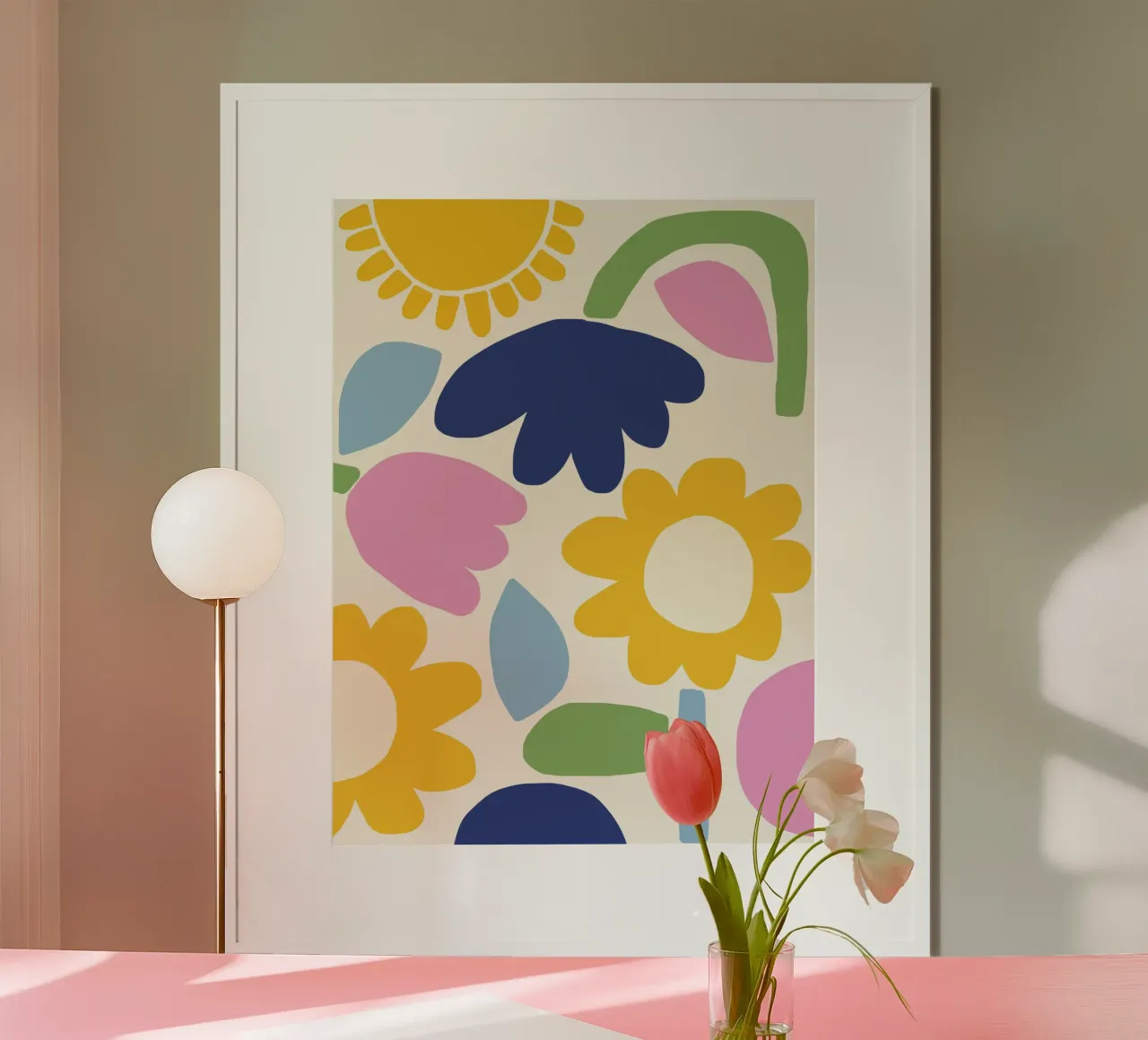 Botaniche del sole poster con telaio in legno da Gale Switzer
