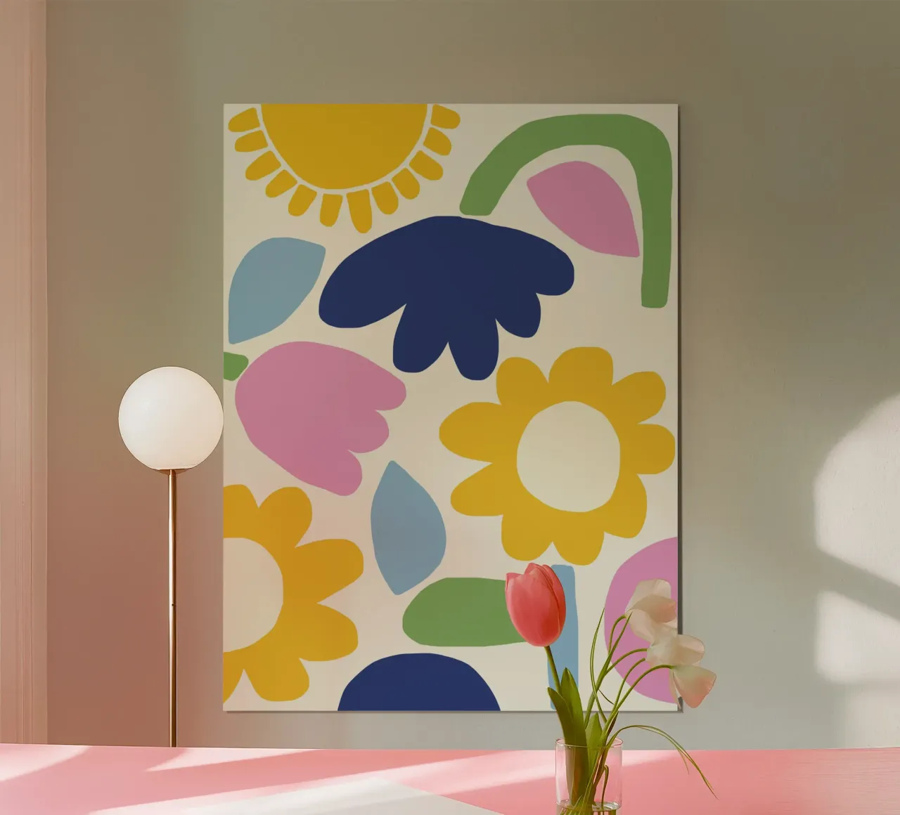 Botaniche del sole poster con telaio in legno da Gale Switzer
