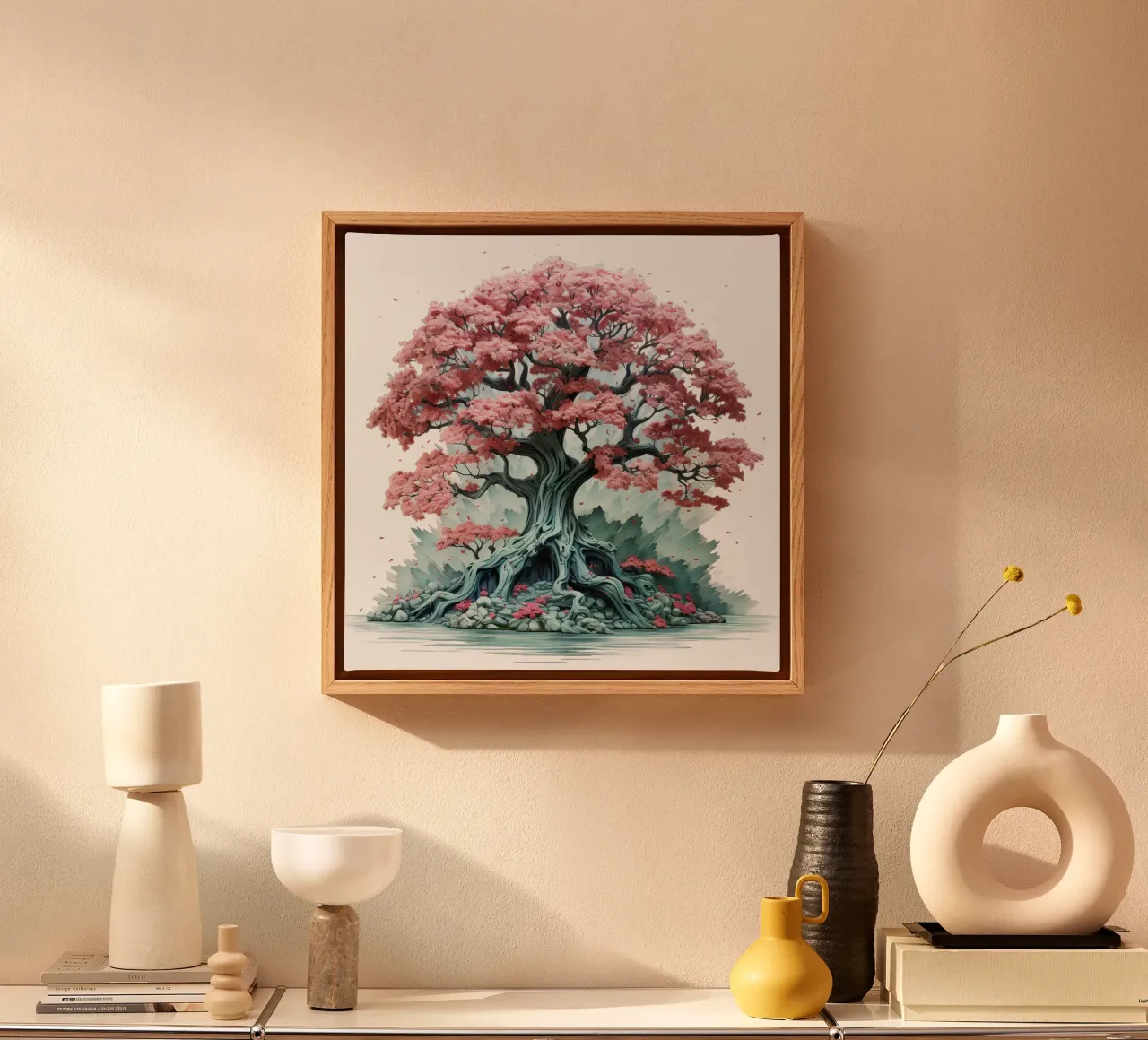Albero della vita colorato tela con Cornice a cassetta da Spiritual Touch
