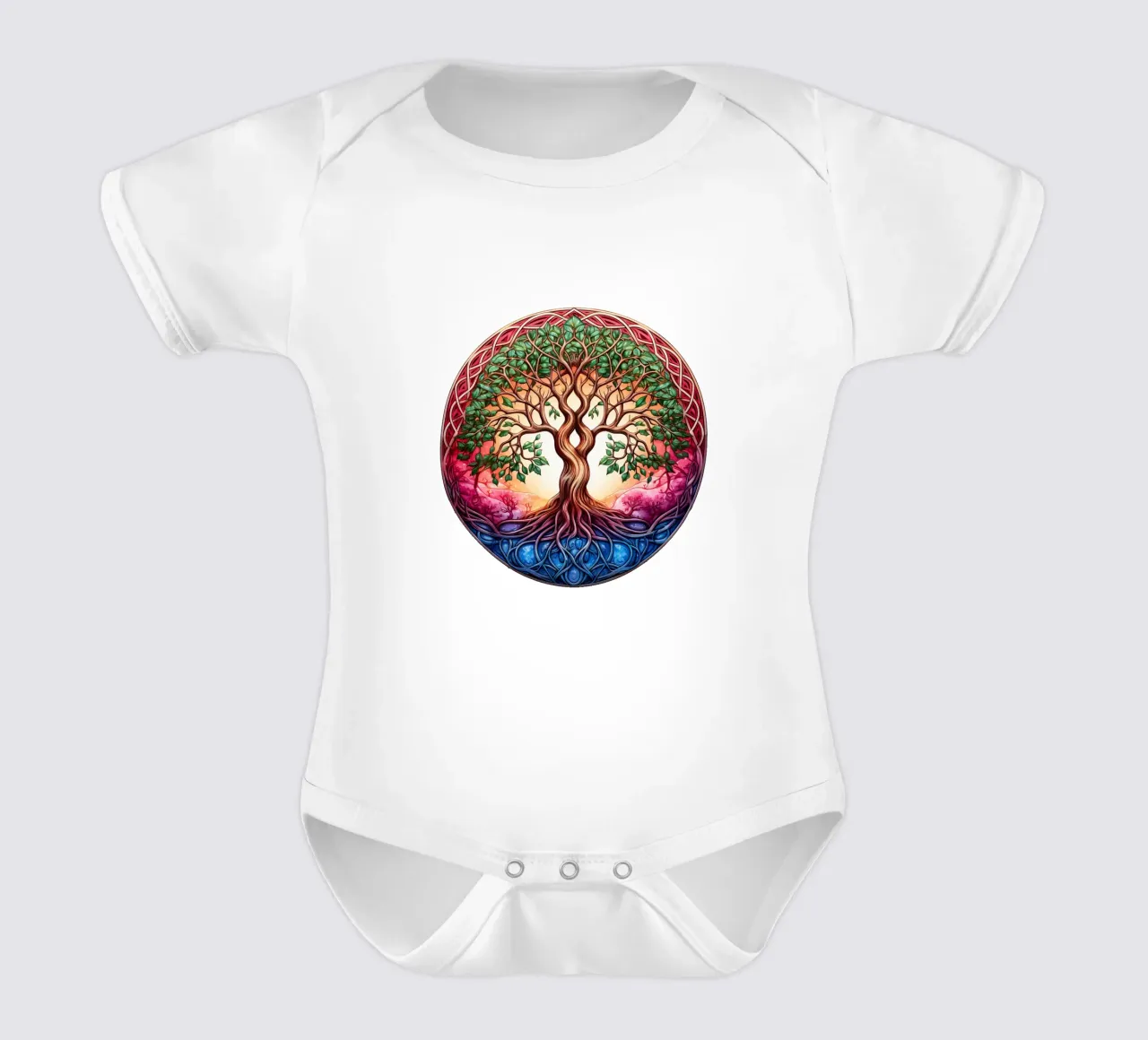 Albero della vita colorato body neonato maniche corte da Spiritual Touch