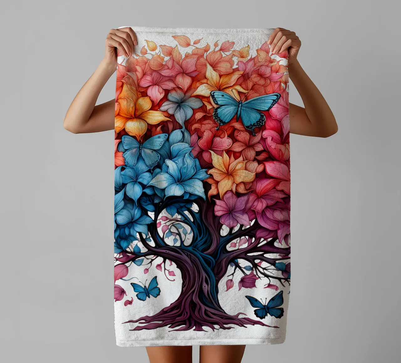 Albero della vita colorato asciugamano da bagno da Spiritual Touch