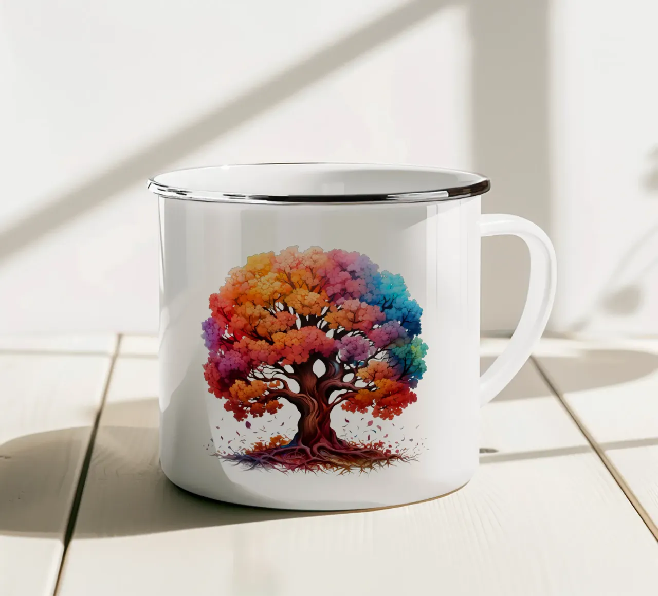 Albero della vita colorato tazza in smalto da Spiritual Touch