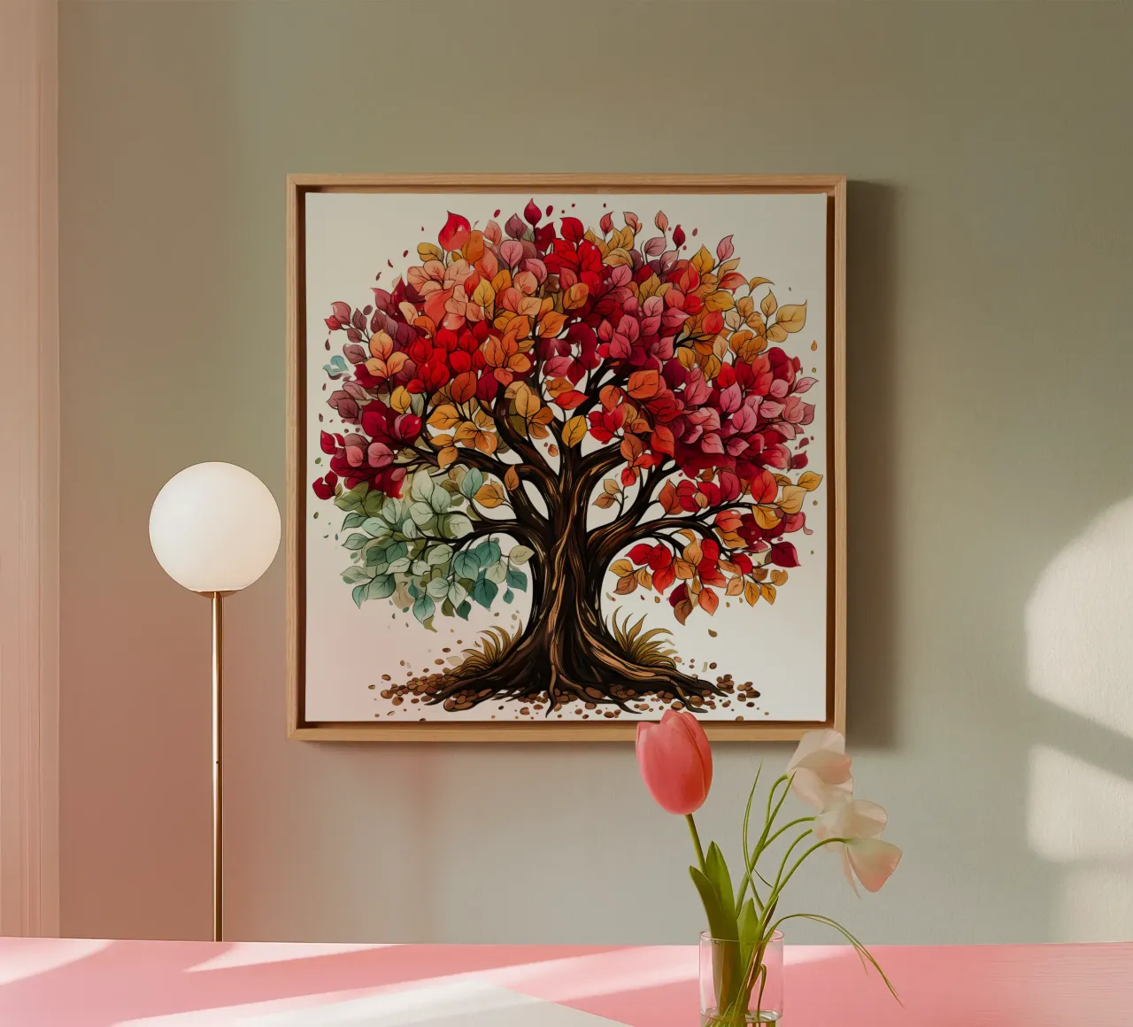 Albero della vita colorato tela con Cornice a cassetta da Spiritual Touch