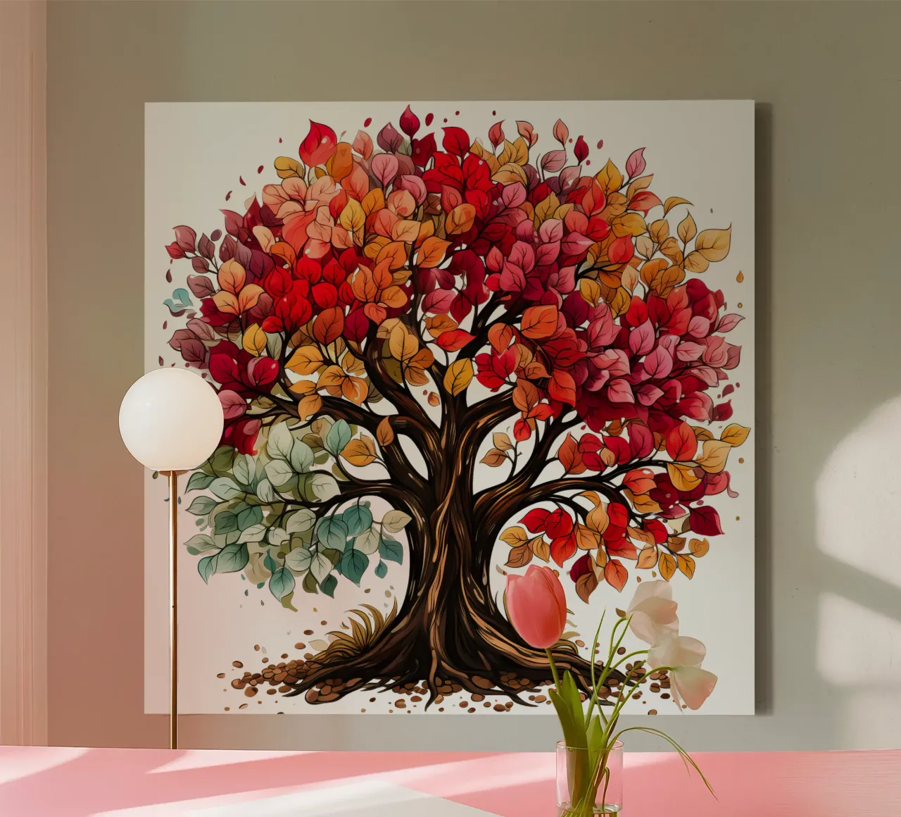 Albero della vita colorato tela con Cornice a cassetta da Spiritual Touch