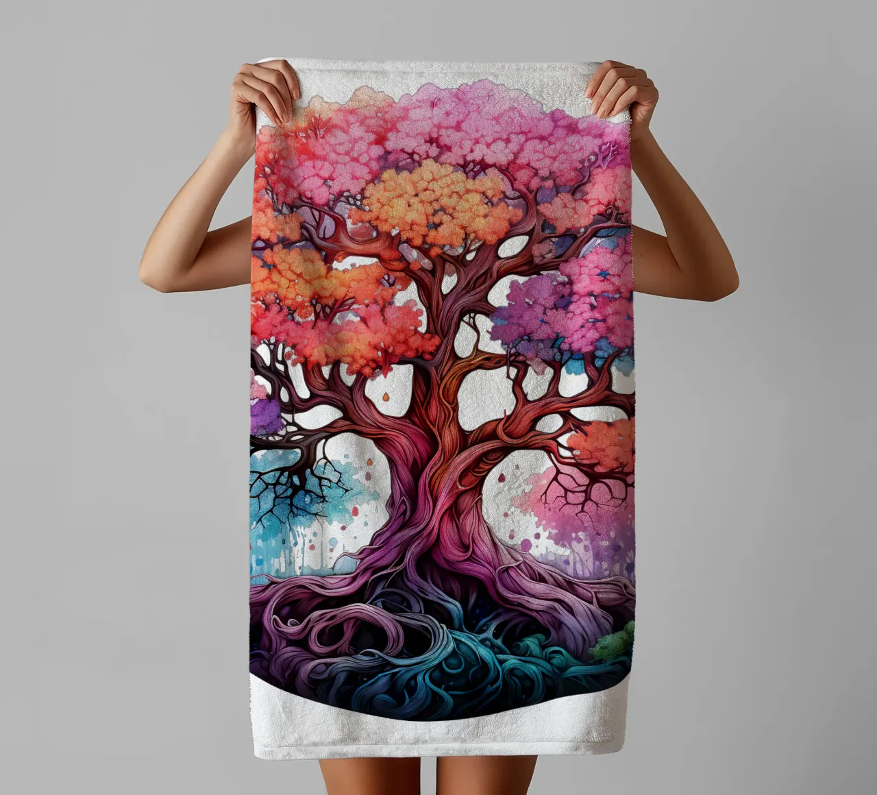 Albero della vita colorato asciugamano da bagno da Spiritual Touch