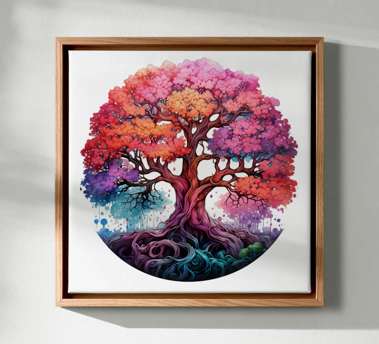 Albero della vita colorato tela con Cornice a cassetta da Spiritual Touch