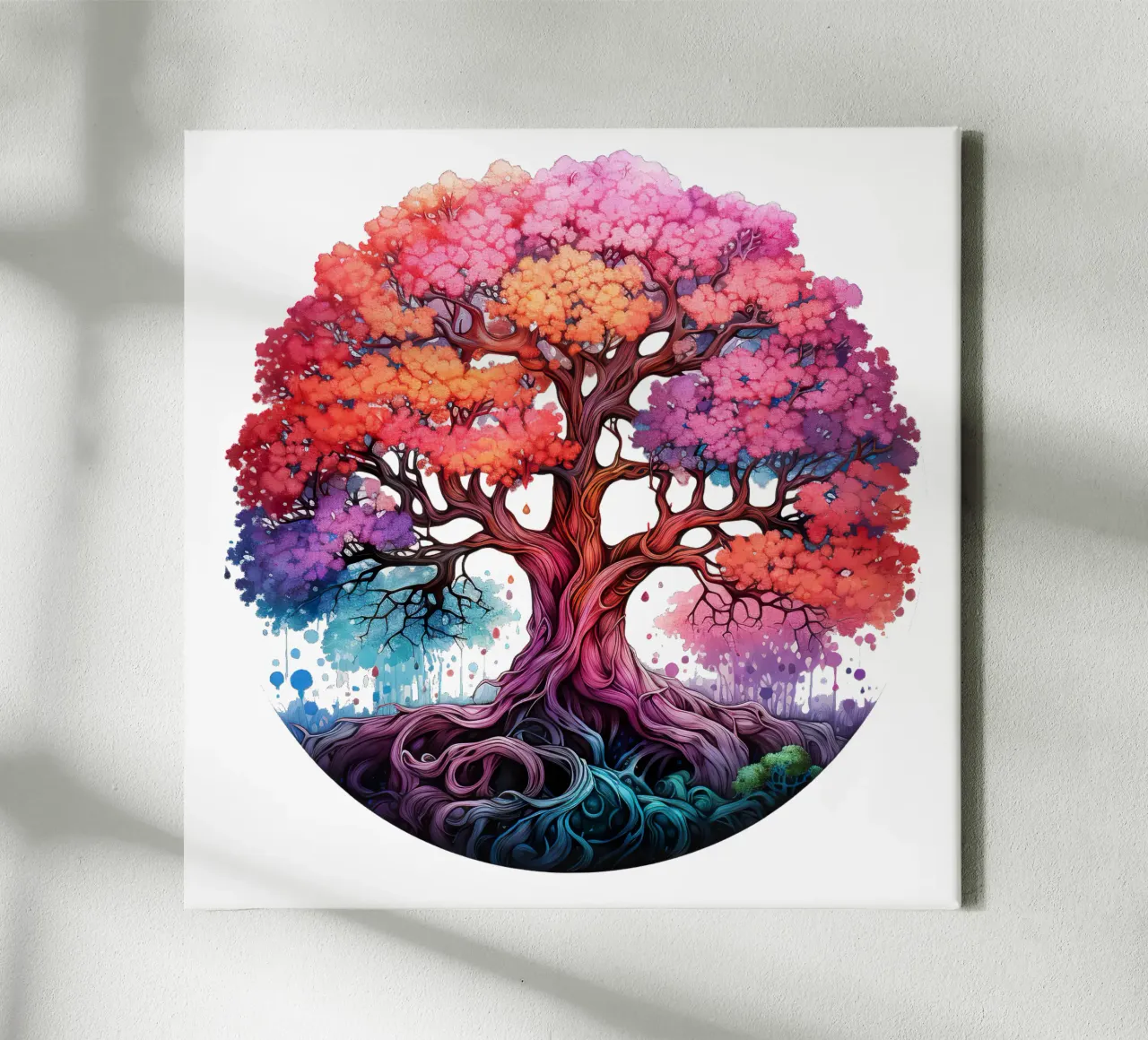 Albero della vita colorato tela con Cornice a cassetta da Spiritual Touch