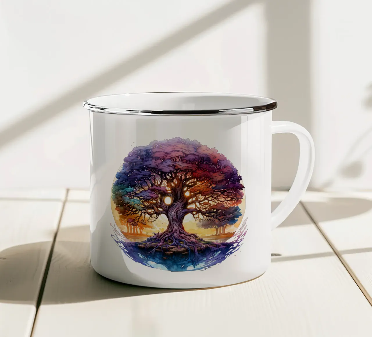 Albero della vita colorato tazza in smalto da Spiritual Touch