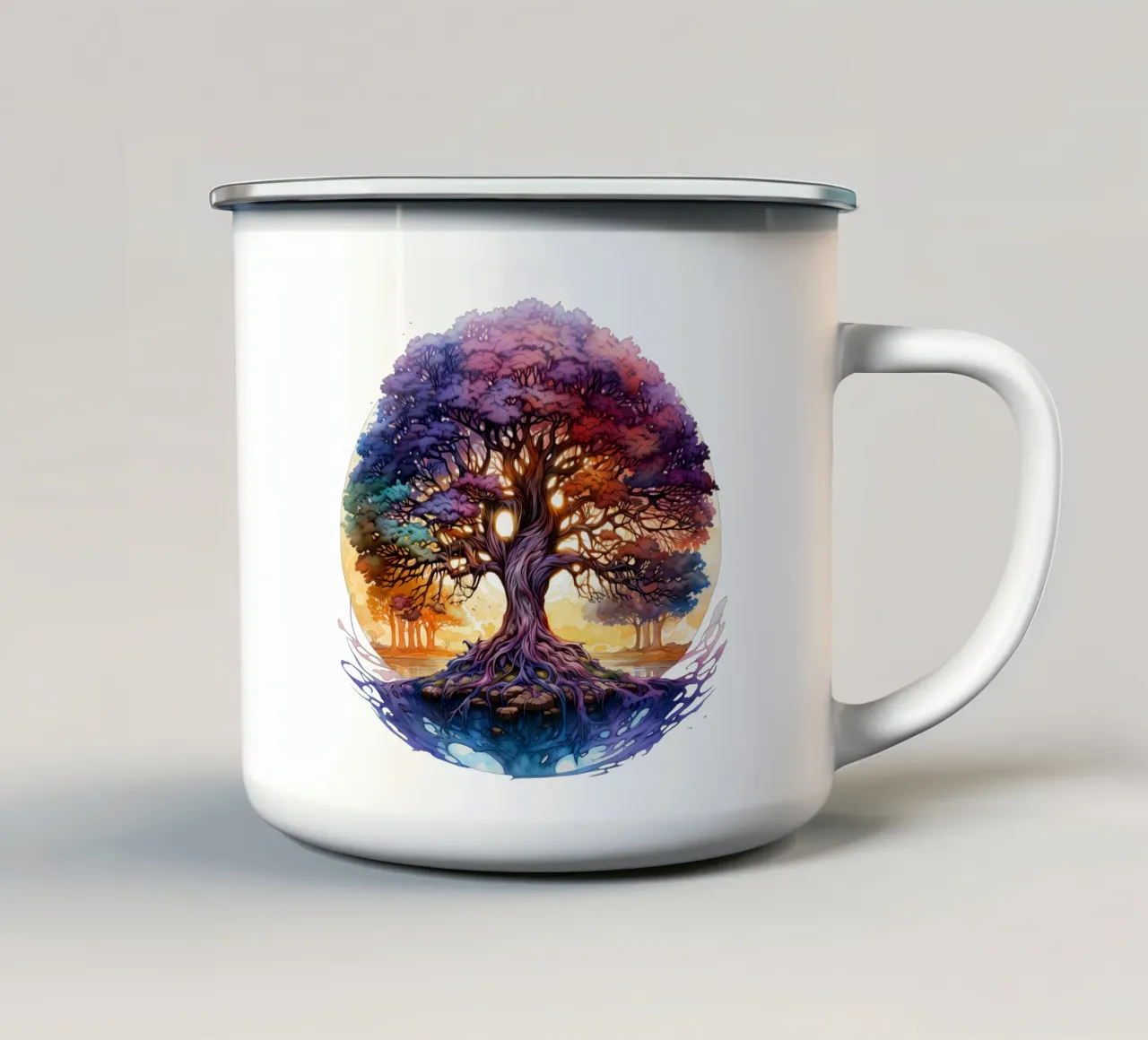 Albero della vita colorato tazza in smalto da Spiritual Touch