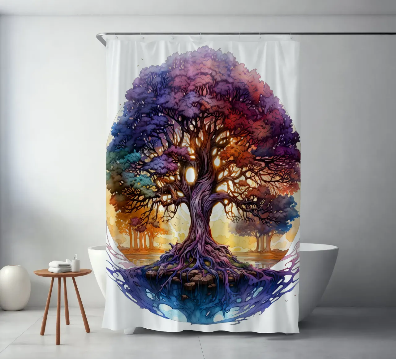 Bunter Baum des Lebens Duschvorhang von Spiritual Touch