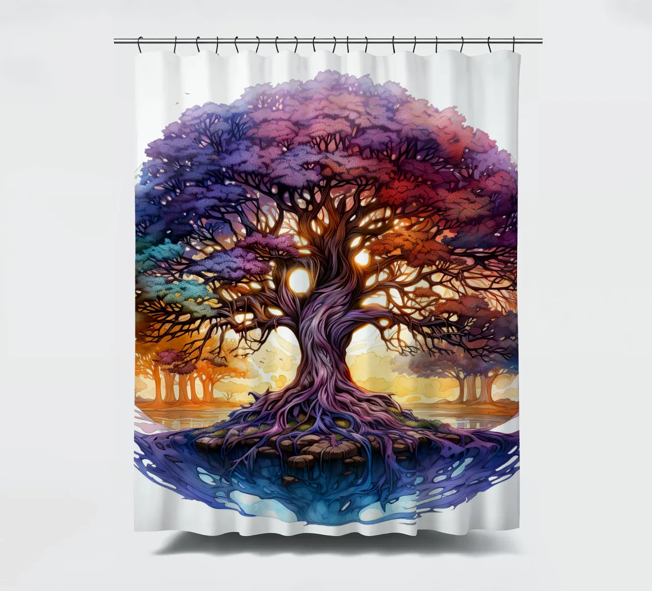 Bunter Baum des Lebens Duschvorhang von Spiritual Touch