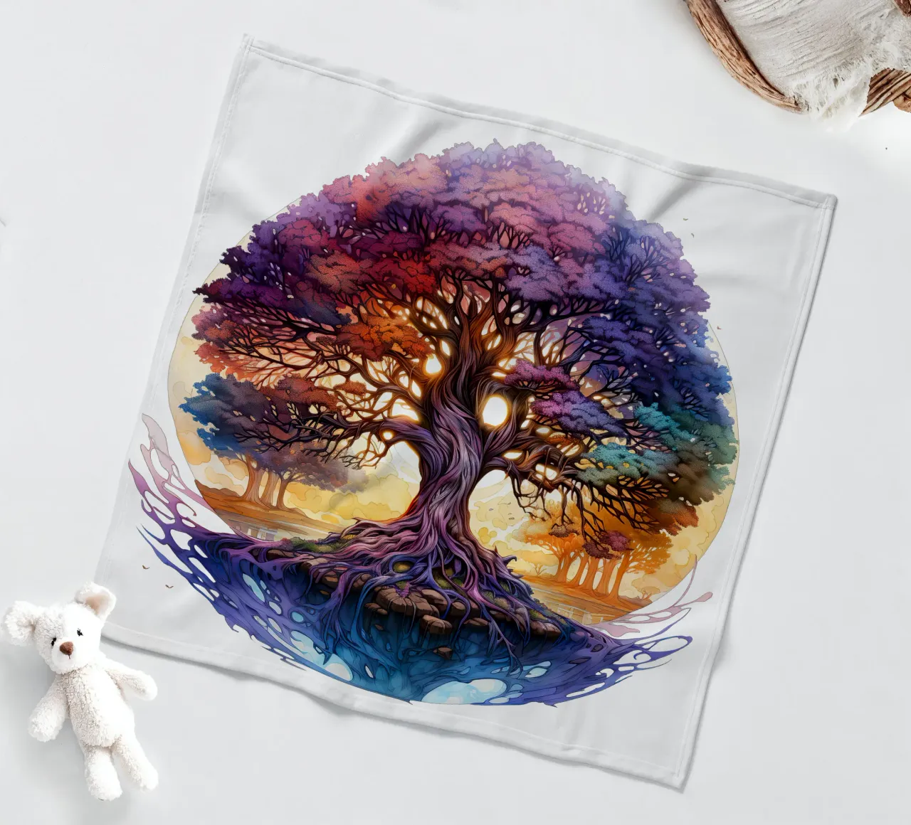 Albero della vita colorato coperta in pile da Spiritual Touch