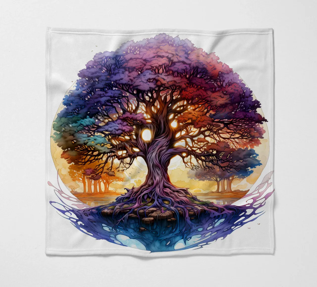 Albero della vita colorato coperta in pile da Spiritual Touch